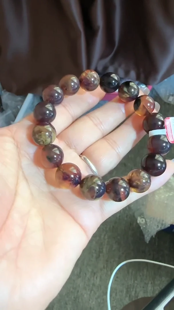 【闪购商品】琥珀手链未镶嵌规格13微瑕灵草珀手串#9