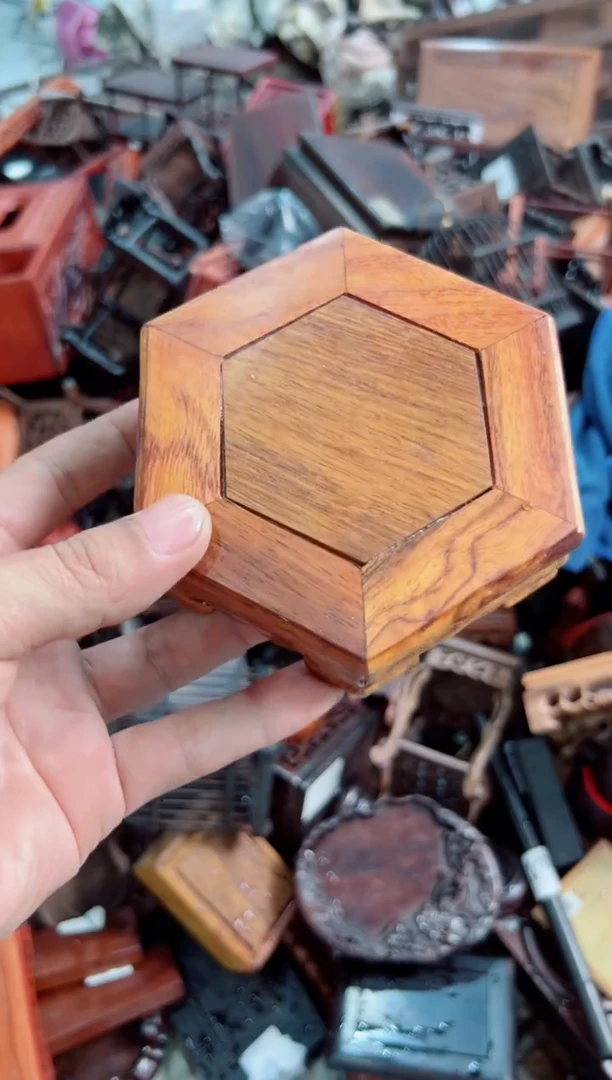 木109六花梨木底座花架摆件处理