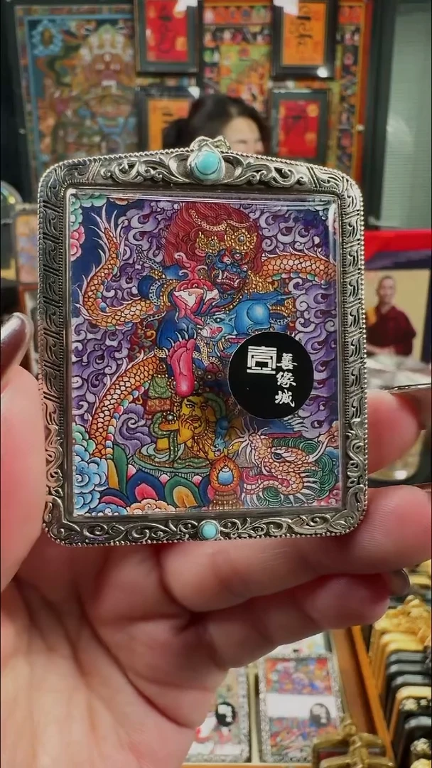 吊坠 壹善缘城手绘唐卡黑C