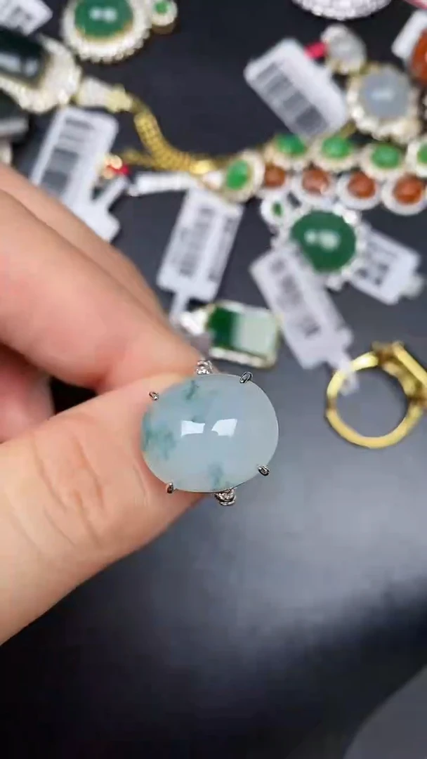 银S925镶嵌戒指翡翠1200