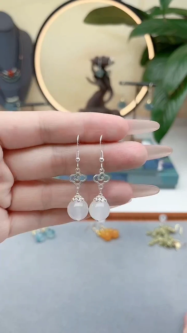 银S925镶嵌耳饰玛瑙/玉髓630