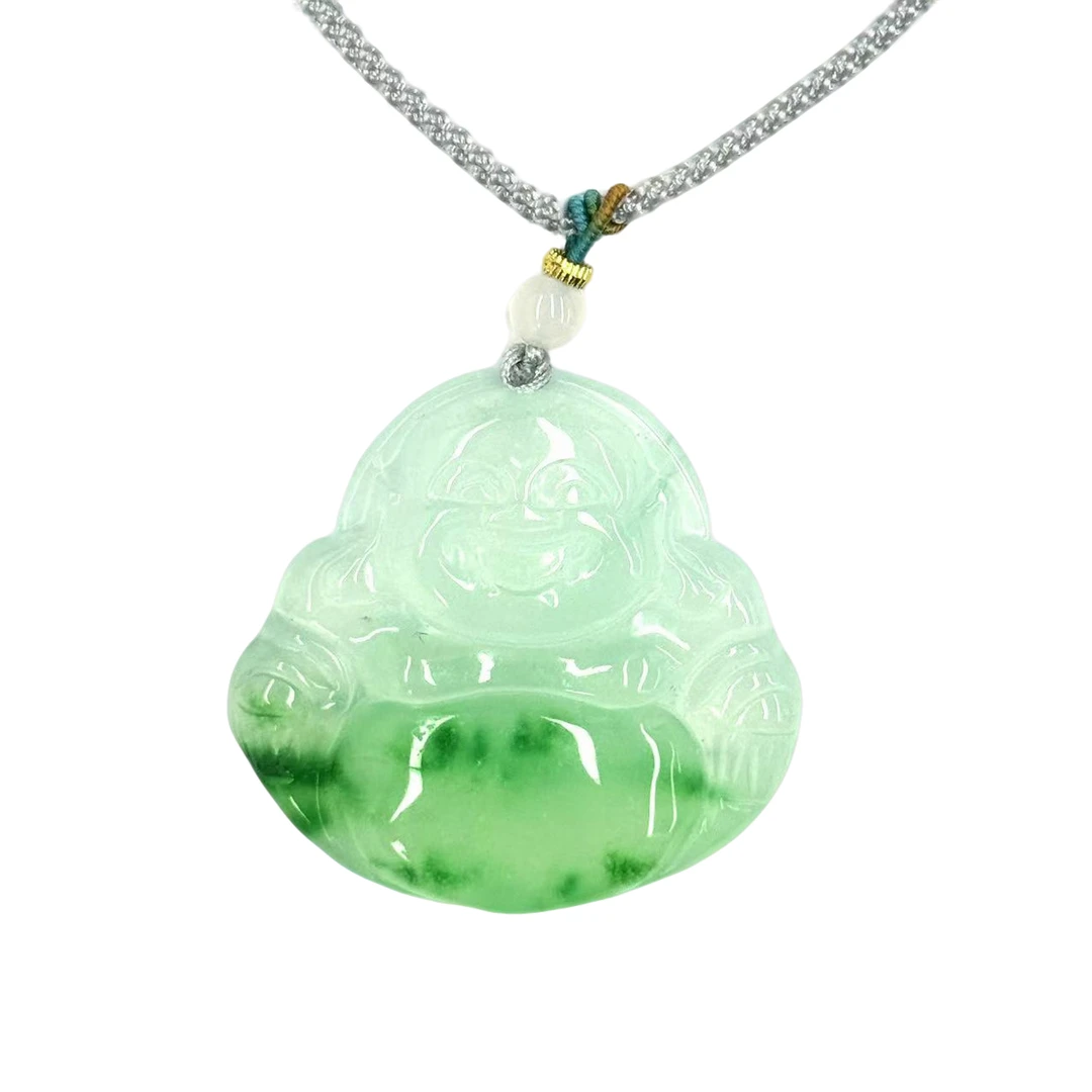 y2209-国风设计款翠青冰魄玛瑙佛公吊坠-赠礼盒-赠链