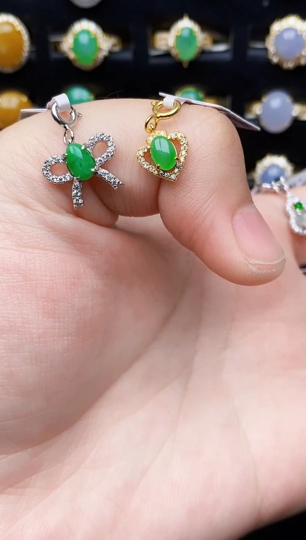 银S925镶嵌戒指翡翠筱*8249