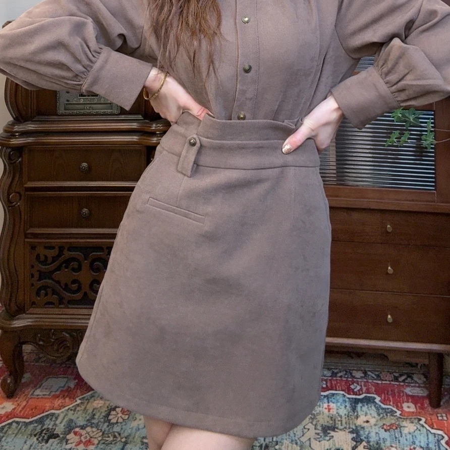 【十一港风】气质简约复古百搭显瘦半身短裙B1057