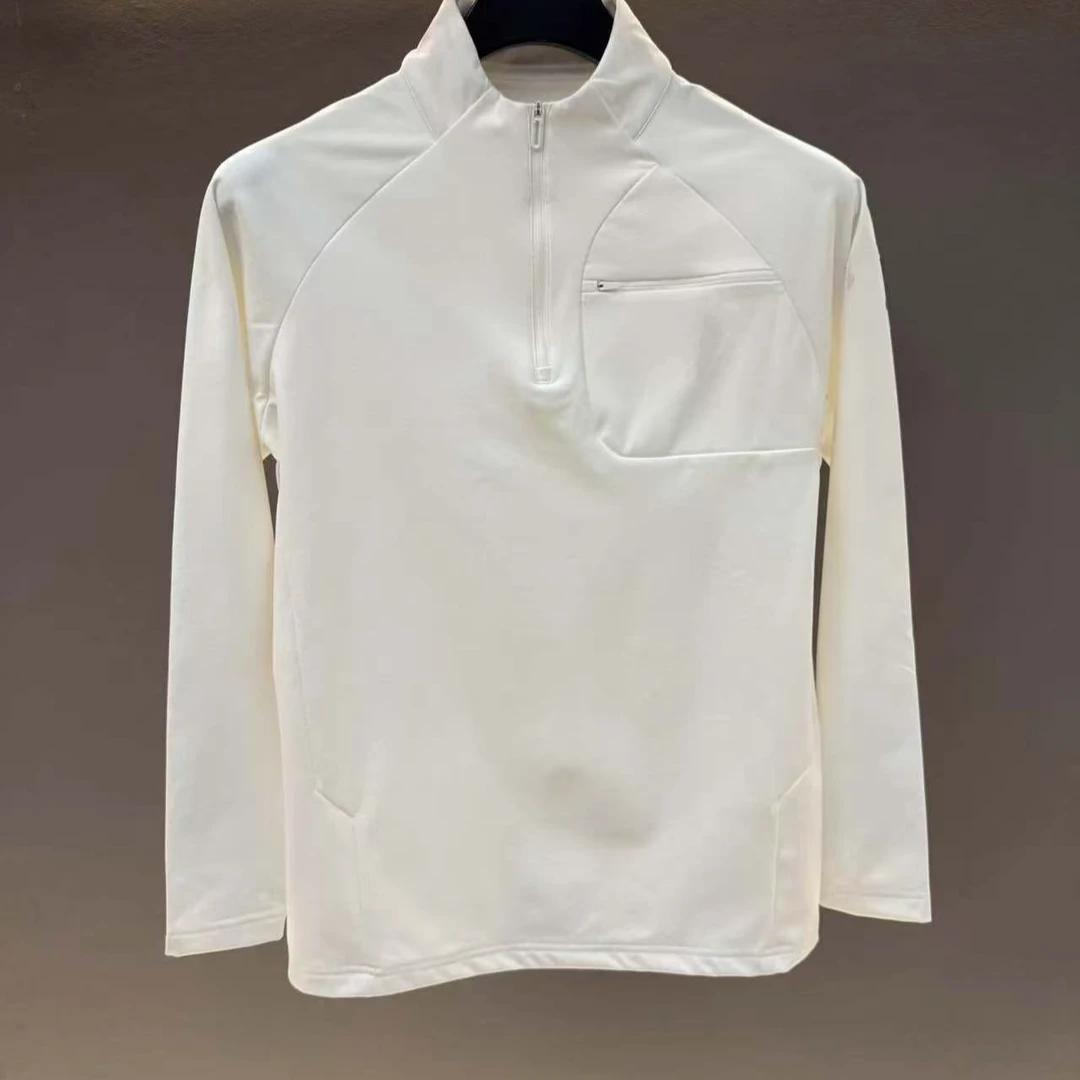 黑白速干T恤胸前拉链口袋-1111