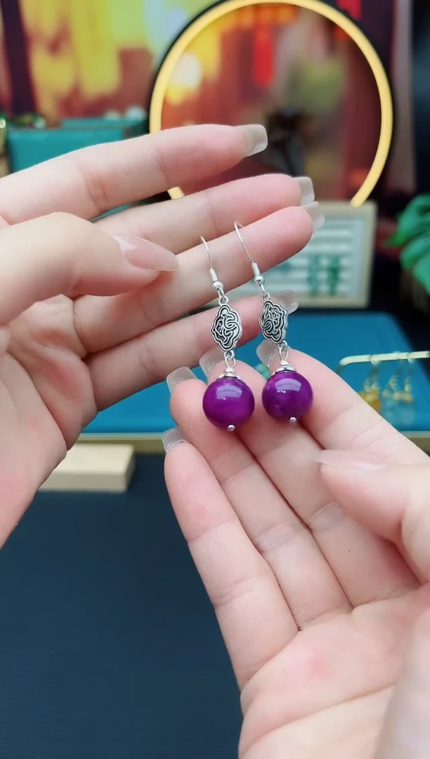 玛瑙/玉髓耳饰银S925镶嵌202