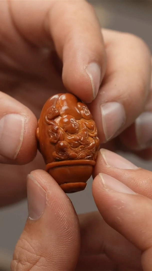 橄榄核吊坠弥勒佛三通一颗