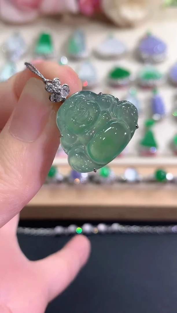 吊坠(不含链)18K金镶嵌翡翠冬日珠宝W65