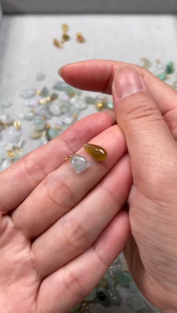 吊坠(不含链)银S925镶嵌翡翠2个JK341