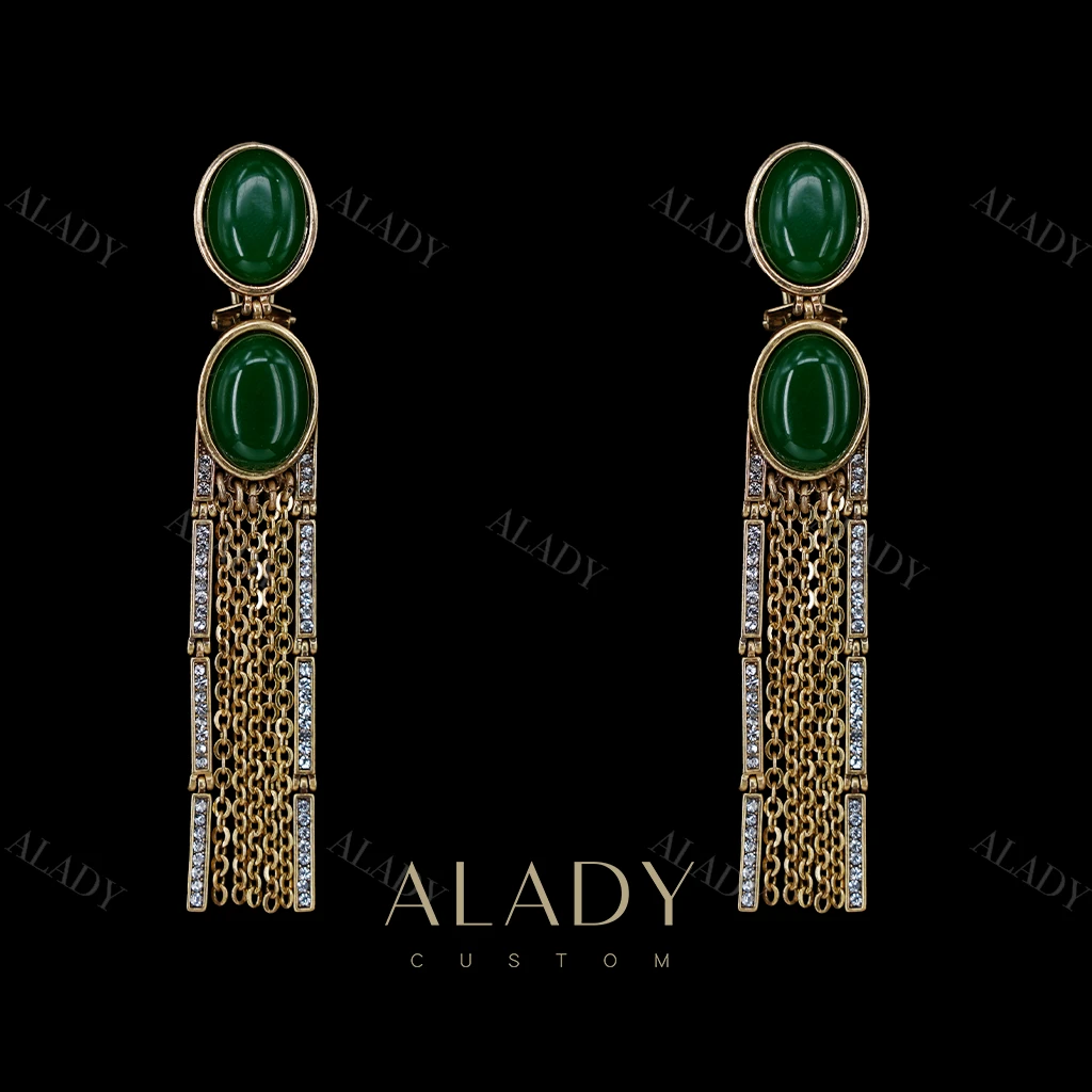 合金合成锆石耳饰 【苍梧】经典复古设计感质感流苏耳钉