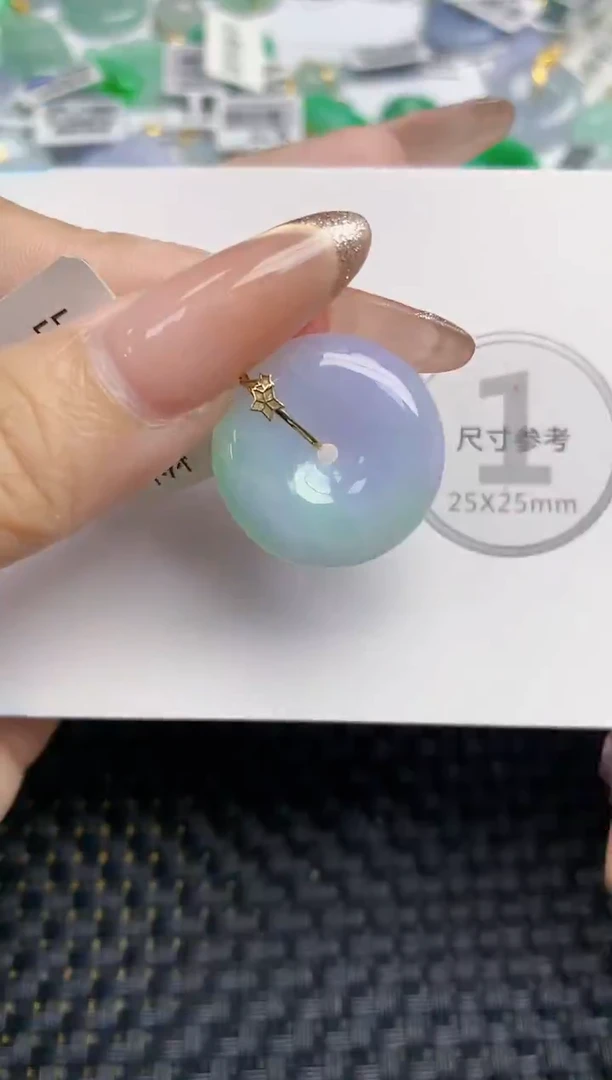 颈饰18K金镶嵌翡翠天然缅甸A货翡翠百元以上9元证书费自理