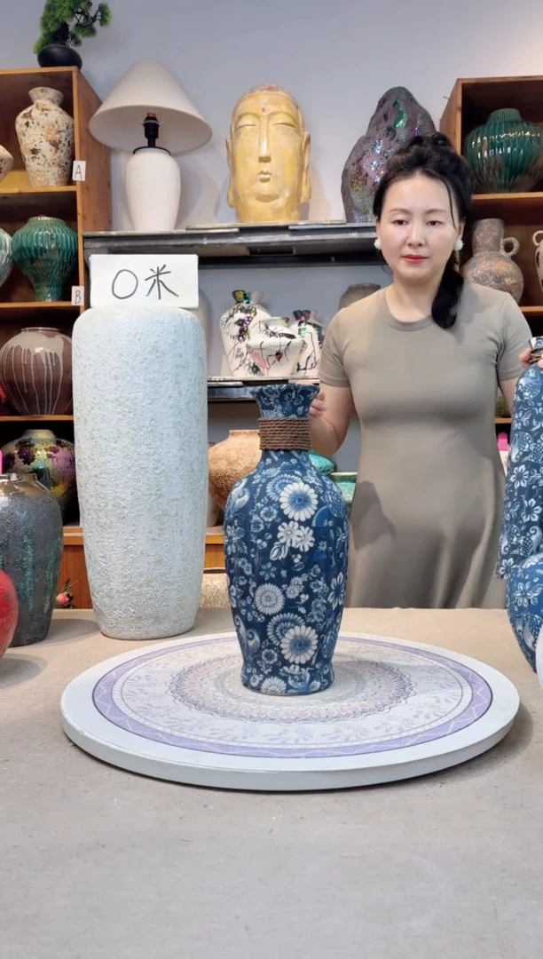 瓶陶瓷花瓶  福利  青花麻绳中号  不装水