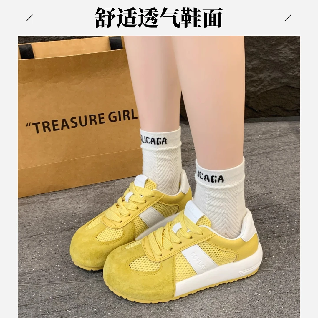 真皮厚底小白增高防滑软底德训夏天穿裙子专用鞋子透气夏季女鞋