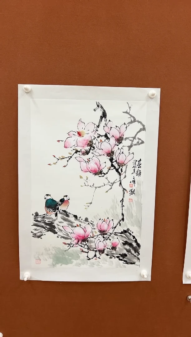 国画李文峰精品四尺三开花鸟
