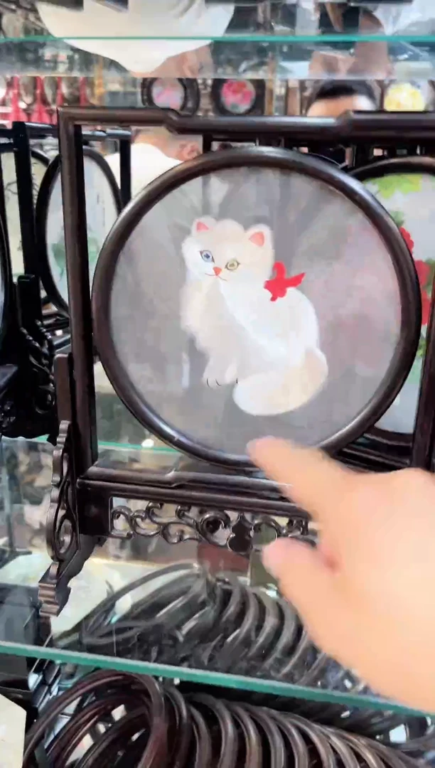 刺绣非遗苏州   双面刺绣   双面异色  绣片   带框架