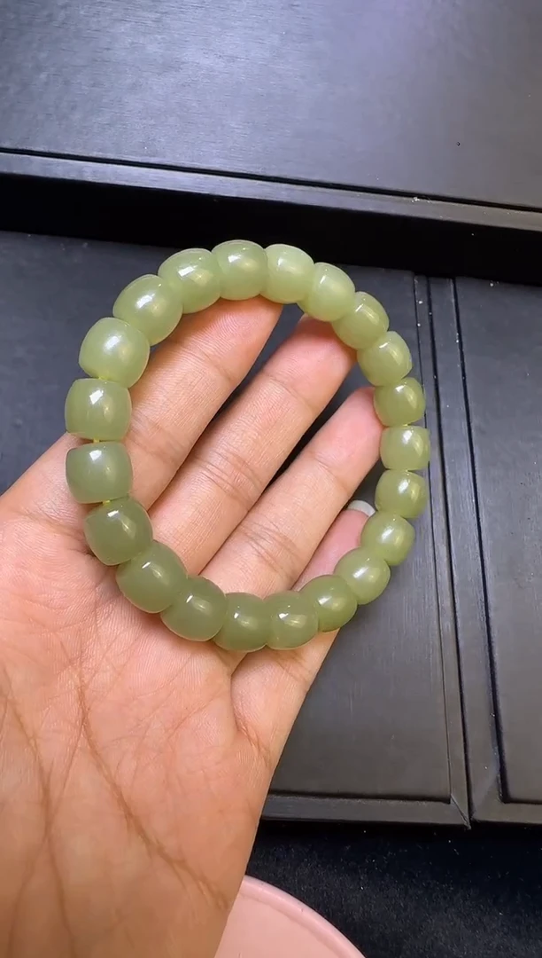 未镶嵌手链和田玉新疆和田玉青黄口卡10直切手串