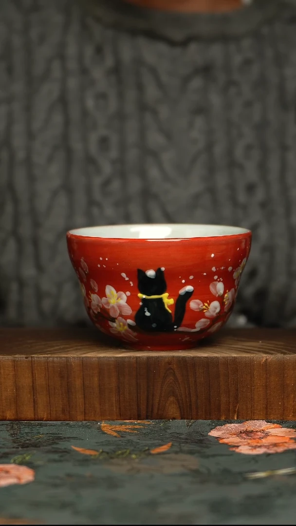 杯釉下彩手工手绘同款陶器