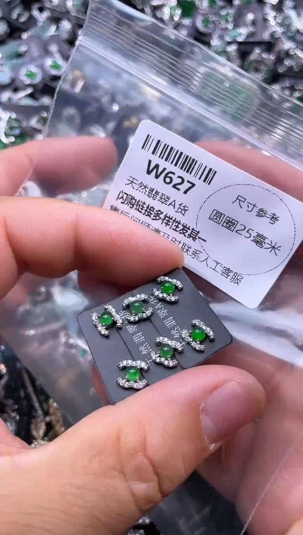 【闪购商品】翡翠颈饰未镶嵌W627耳钉 多样性发其一