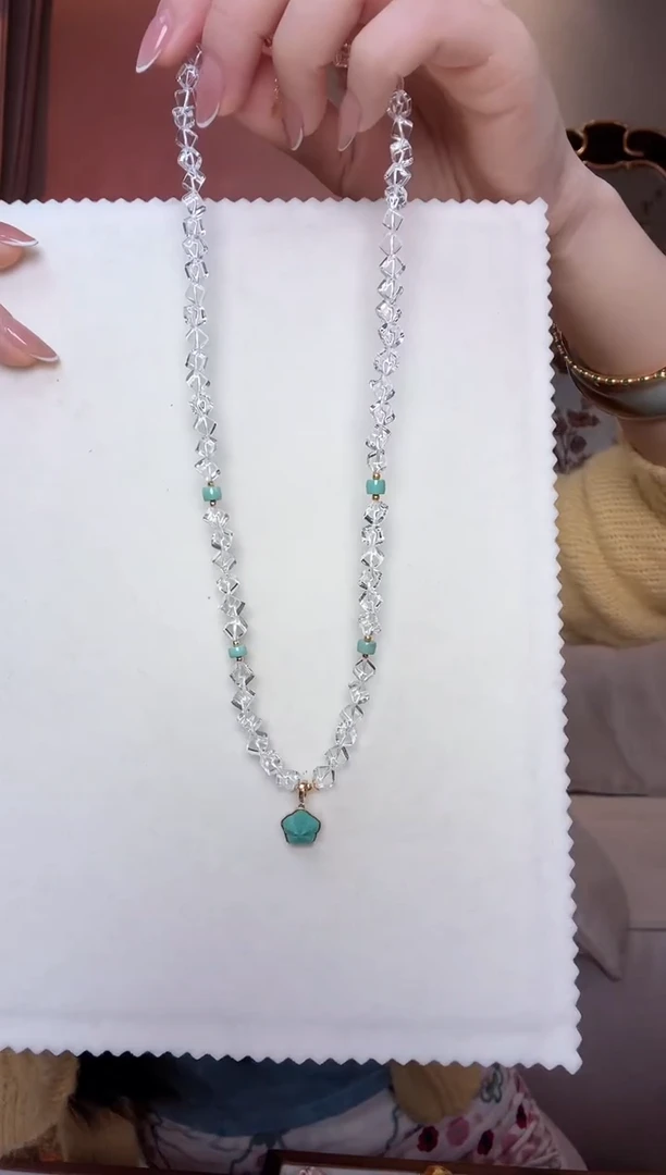 【闪购商品】水晶颈饰未镶嵌白水晶绿松石项链