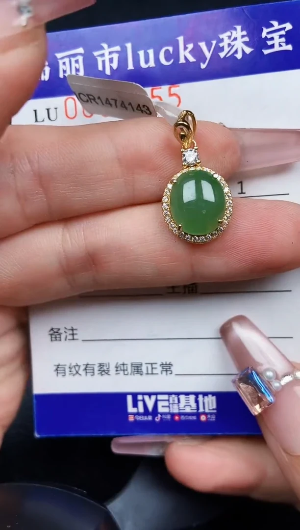 翡翠银S925镶嵌颈饰9455