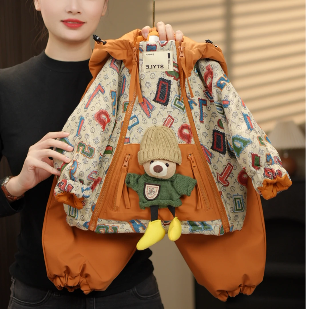 【字母棉服】2026秋冬新品萌娃穿搭潮流加厚男女儿童棉服套装39298