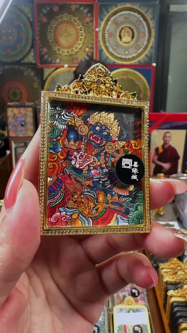 吊坠 壹善缘城手绘唐卡黑C