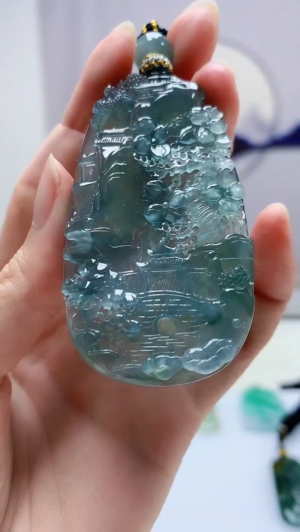 定制翡翠18K金镶嵌5028zm-毛货挂件243