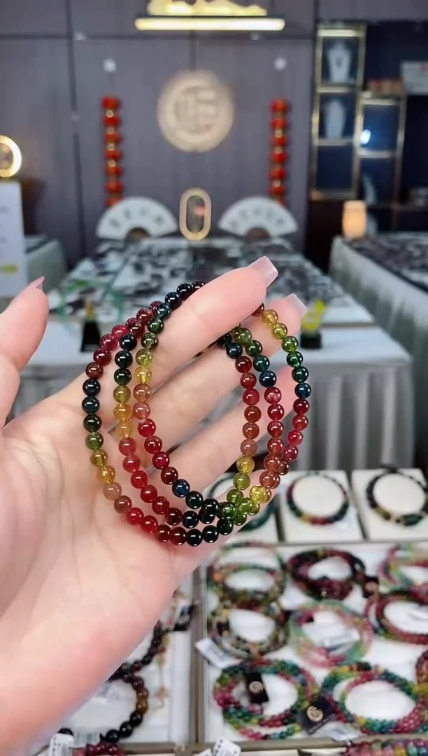 未镶嵌收藏级老矿碧玺三圈手串5mm+碧玺hon多样性发一条