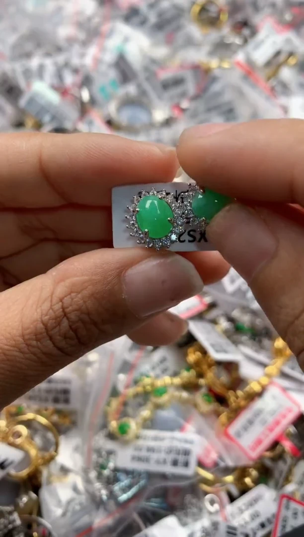 银S925镶嵌戒指翡翠555    9