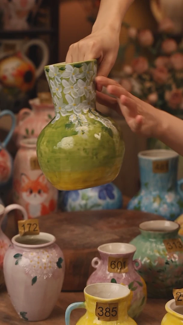 陶瓷420景德镇设计师手作花器摆件侘寂风