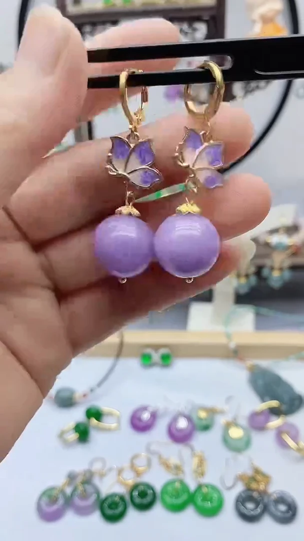 玛瑙/玉髓耳饰14K金镶嵌106