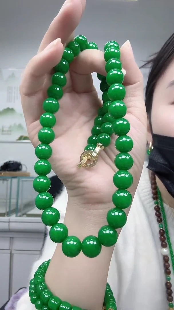 颈饰未镶嵌翡翠10mm绿项链