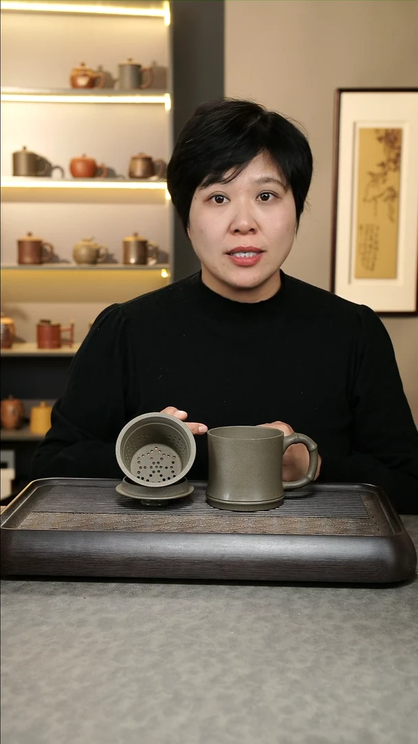 【闪购商品】紫砂茶杯微瑕蟹壳青三件套