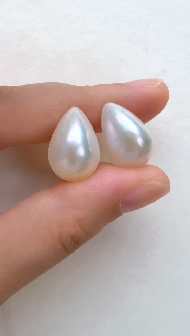 耳饰拼合珍珠（马贝珠）银S925镶嵌水滴