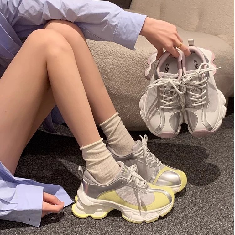 厚底巴黎3XL老爹鞋女2025新款夏季时尚小个子增高轻便透气运动鞋