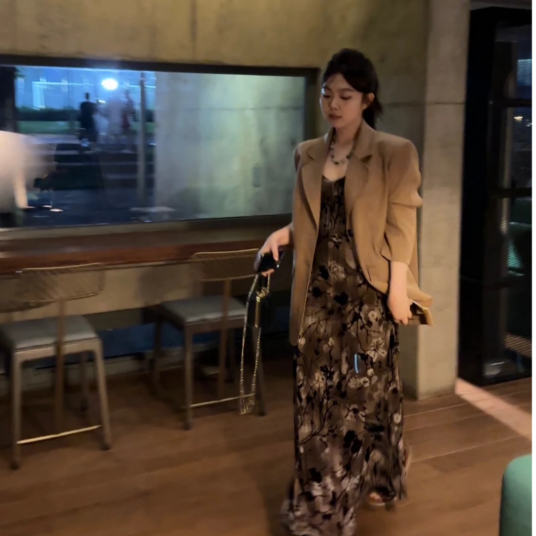 晶咕【爵士酒廊】春秋复古美式西装外套气质网红时尚宽松秋季