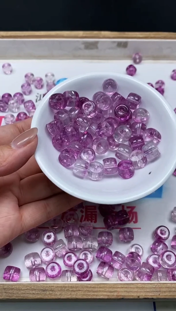 水晶珠宝半成品未镶嵌M653 紫幽灵8*10mm10个9.9元