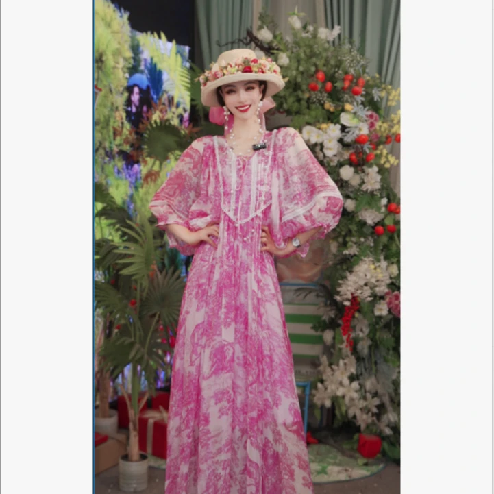 25新款法式设计师桑蚕丝宽松时尚波点女装两件套连衣裙251D620