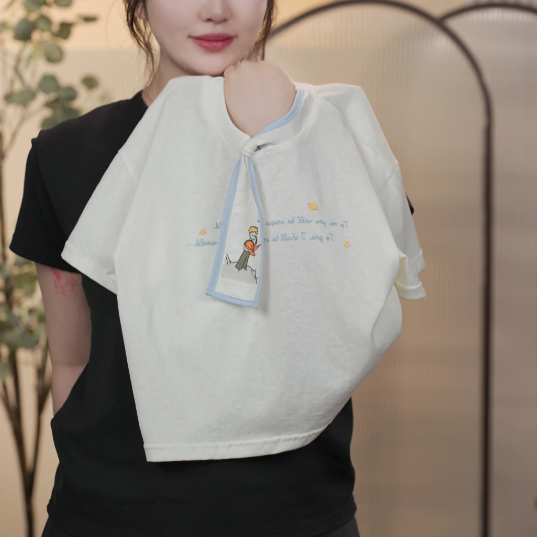 【菠菜-现货】2026夏季新款男童女童韩版休闲宽松时尚小王子短袖T恤