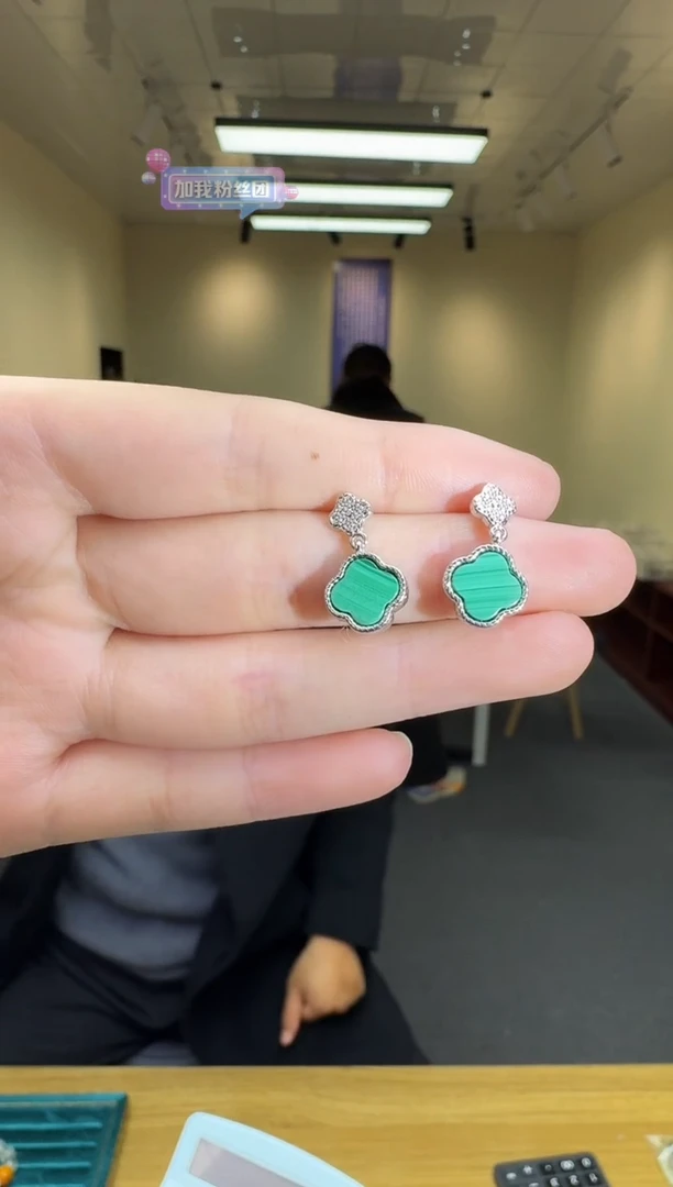 银S925镶嵌孔雀石耳饰多样性发一件 451