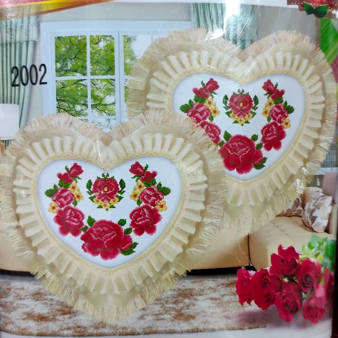 十字绣抱枕套心形汽车一对【Maxina Yurak Yastuk】