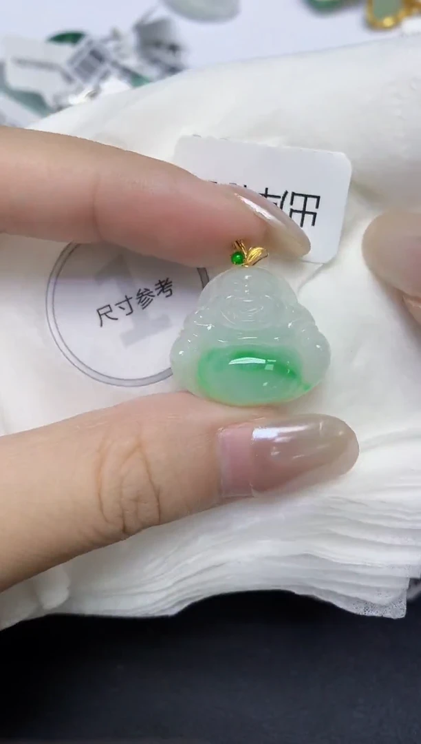 颈饰18K金镶嵌翡翠天然缅甸翡翠A货百元以上9元证书费自理