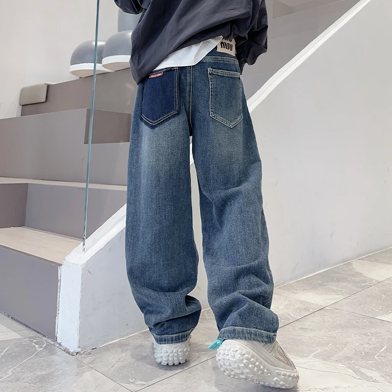 MK&UR.BV儿童装男童牛仔裤子2025新款大童薄款夏季休闲防蚊长裤潮