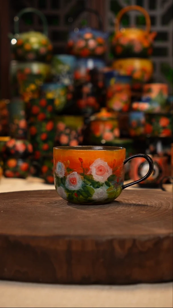 紫砂油画手绘釉下彩