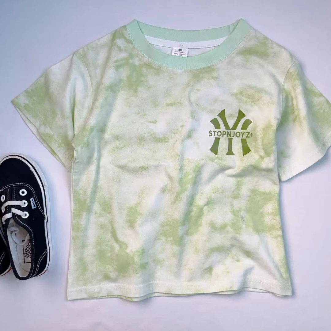 夏新款款儿童短袖中大童男女童上衣半袖满印休闲T恤圆领夏季