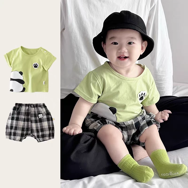 男宝宝夏季短袖套装2025新款男童短袖洋气两件套小童帅气婴儿夏装