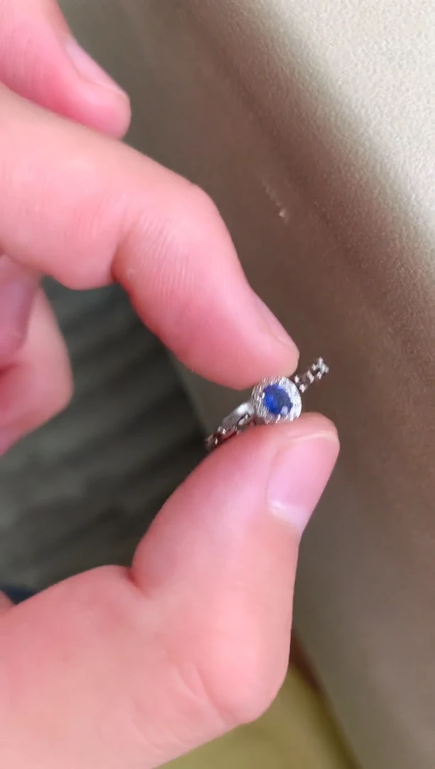 蓝宝石戒指银S925镶嵌戒指