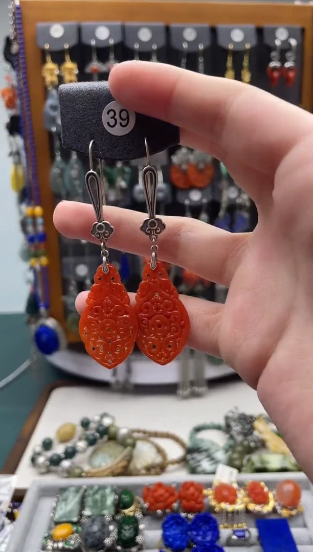 【闪购商品】翡翠耳饰银S925镶嵌饰品