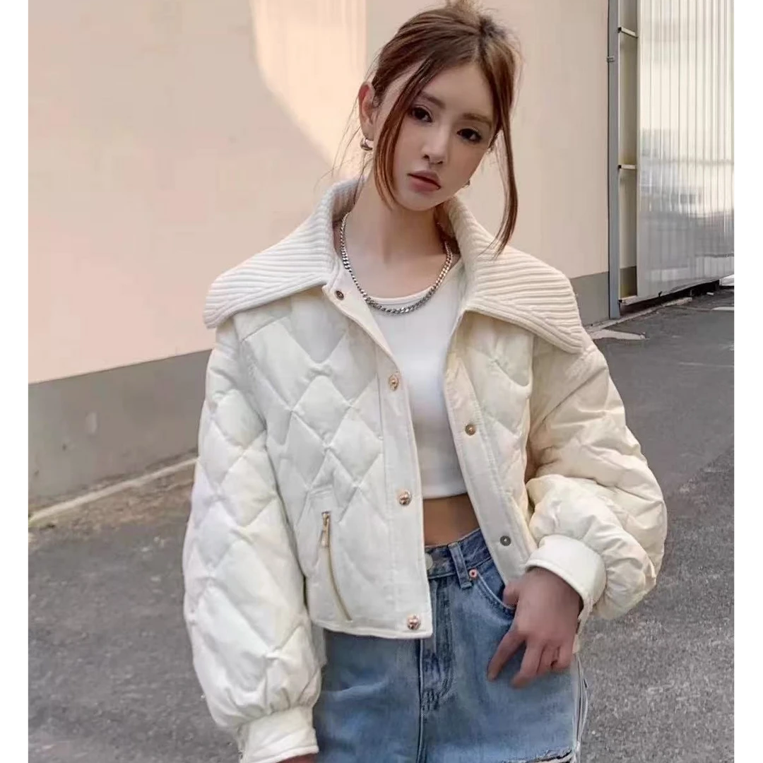 8892#毛衣领拼接短外套