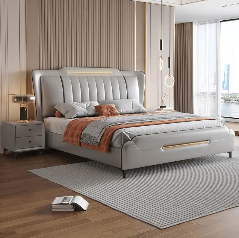 轻奢简约北欧意式主卧软体床高箱储物主卧儿童大床高端定制床